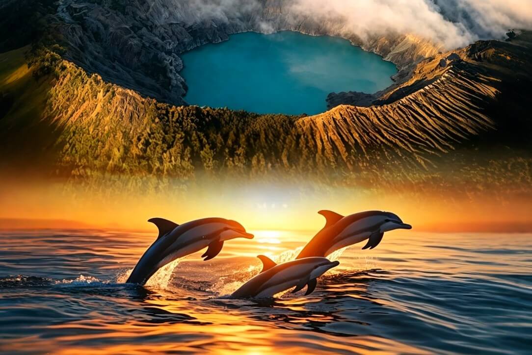 火山+海豚